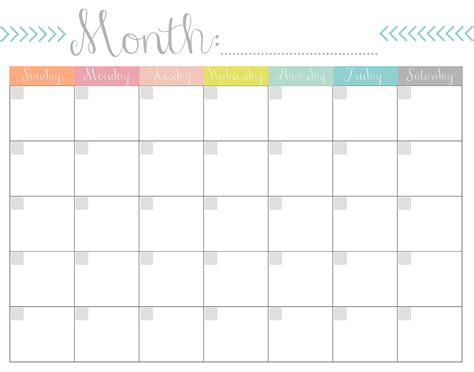 Printable Month Calender
