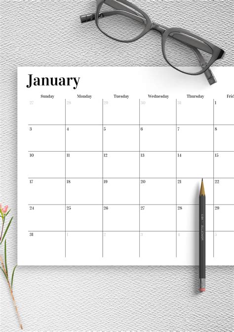 Printable Monthly Calendar Sheets