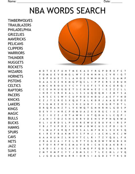 Printable Nba Word Search