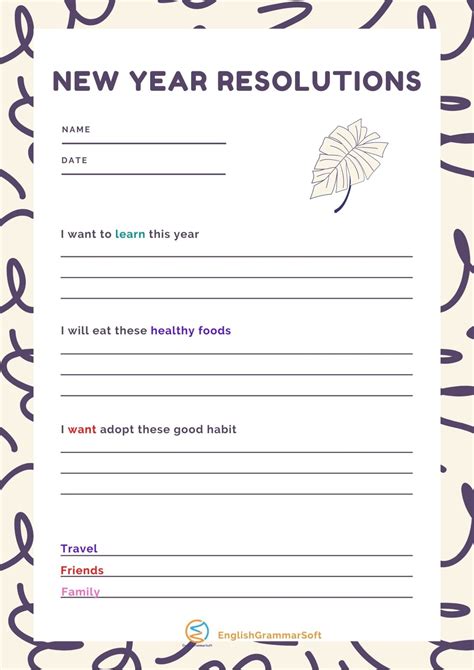 Printable New Year's Resolution Template