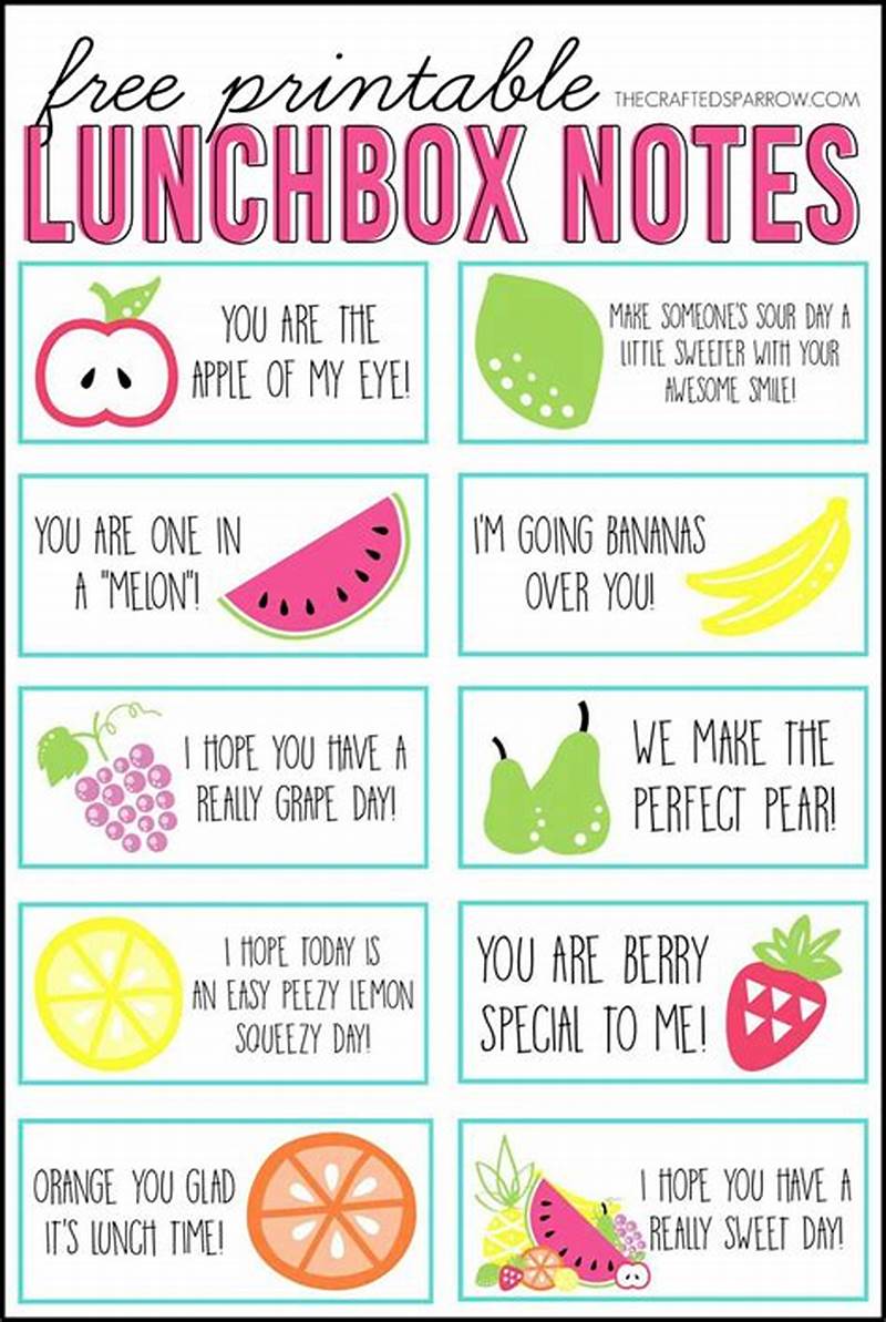 Printable Notes For Lunch Boxes