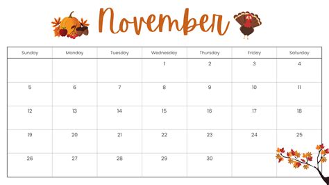 Printable November Calendar