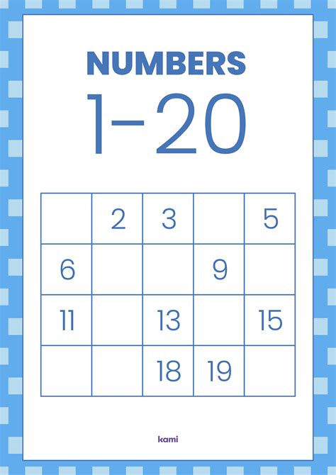 Printable Number 1 20
