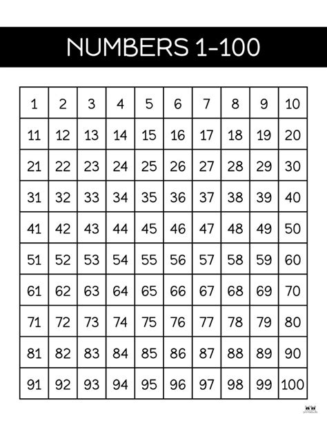 Printable Number 100