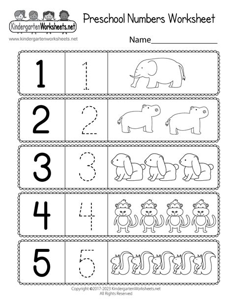 Printable Number Sheets For Preschool