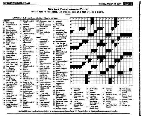 Printable Nytimes Crossword