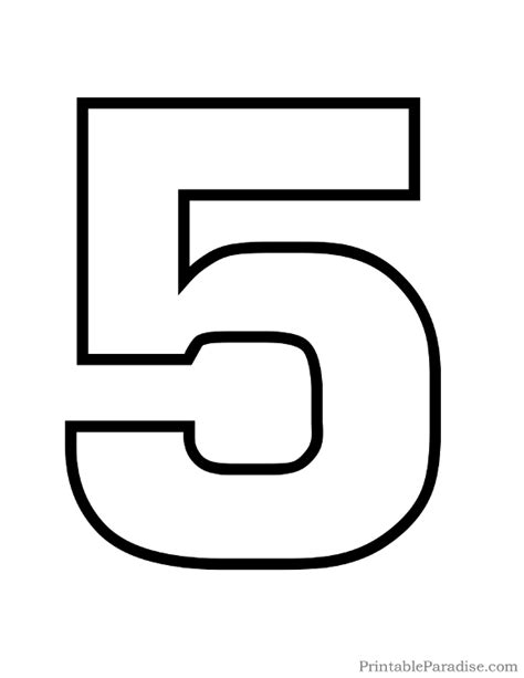 Printable Outline Number 5