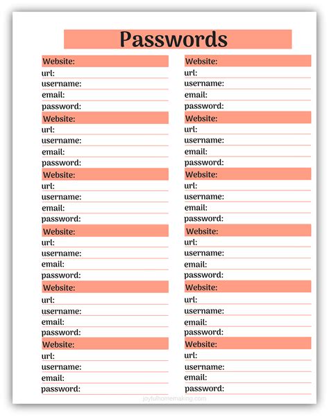 Printable Password Game Words