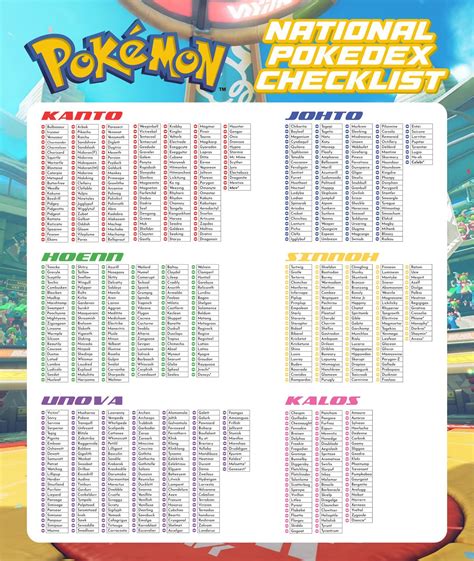 Printable Pokemon Checklist