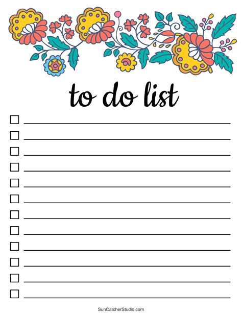 Printable Pretty To Do List Template