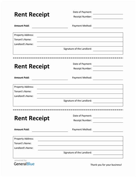 Printable Receipt For Rent