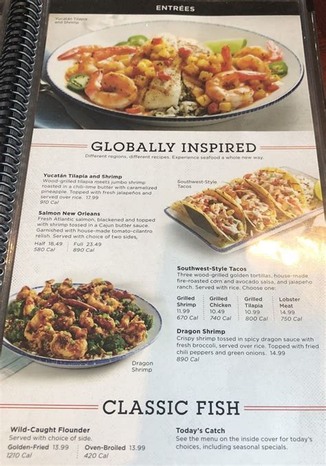 Printable Red Lobster Menu