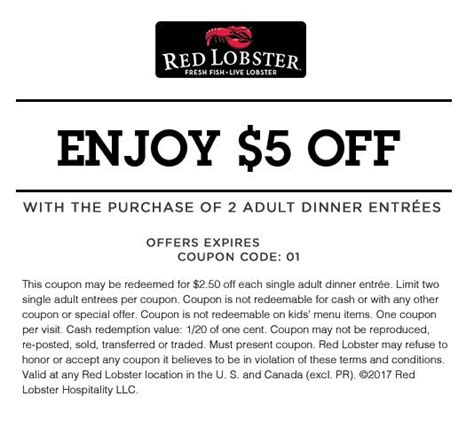 Printable Red Lobster Restaurant Coupons