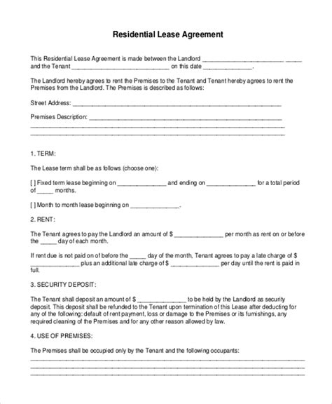 Printable Rental Contract