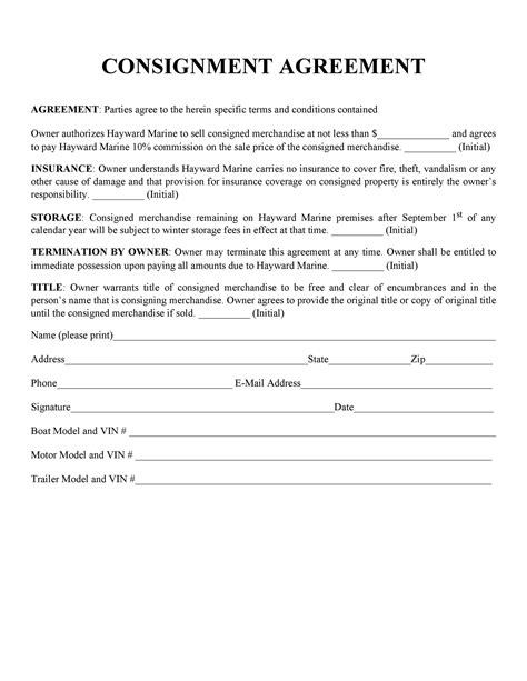 Printable Retail Consignment Agreement