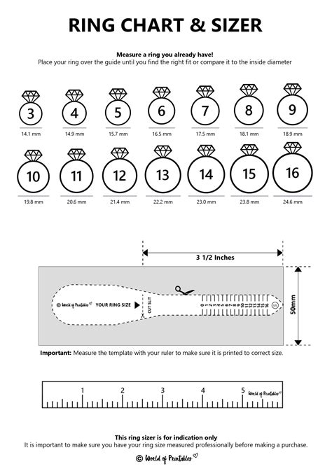 Printable Ring Size Ruler
