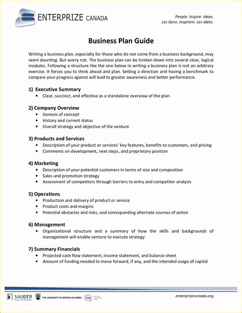 Printable Sample Business Plan