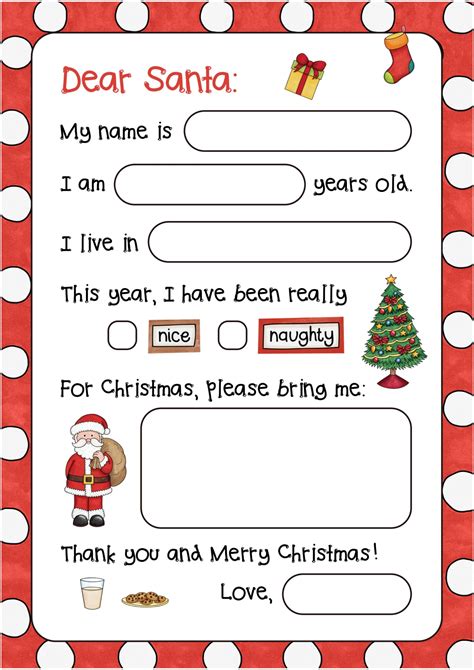 Printable Santa Claus Letter Template