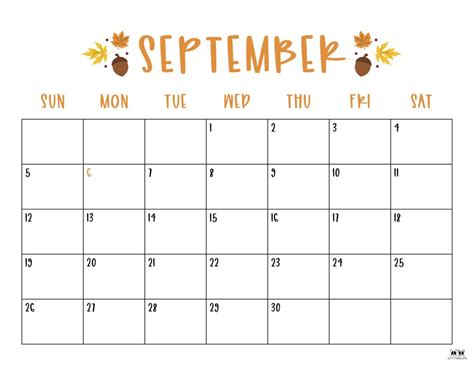 Printable September Calander