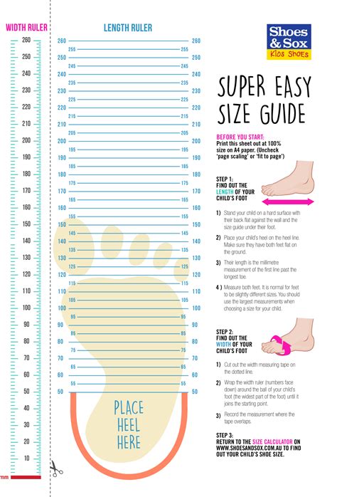 Printable Shoe Size Guide