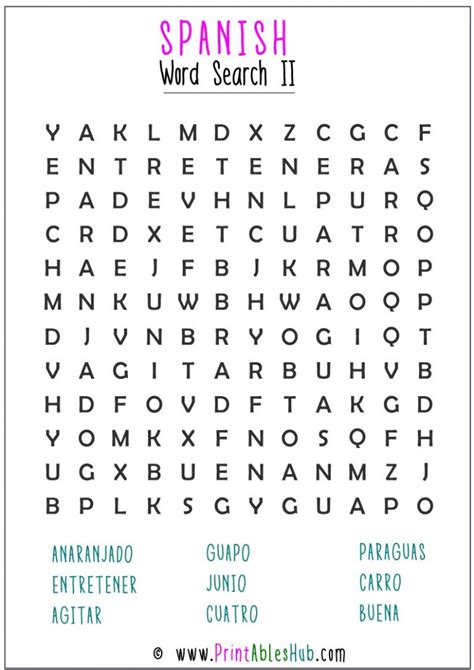 Printable Spanish Word Searches
