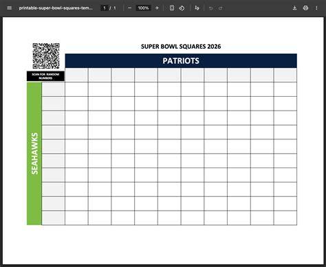Printable Squares Super Bowl
