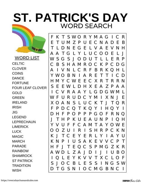 Printable St Patrick's Day Word Search