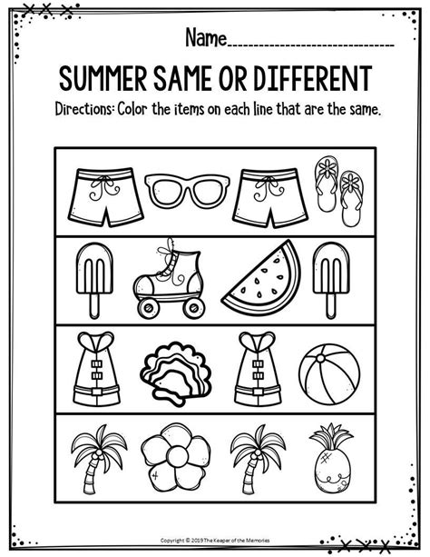 Printable Summer Activities For Preschoolers