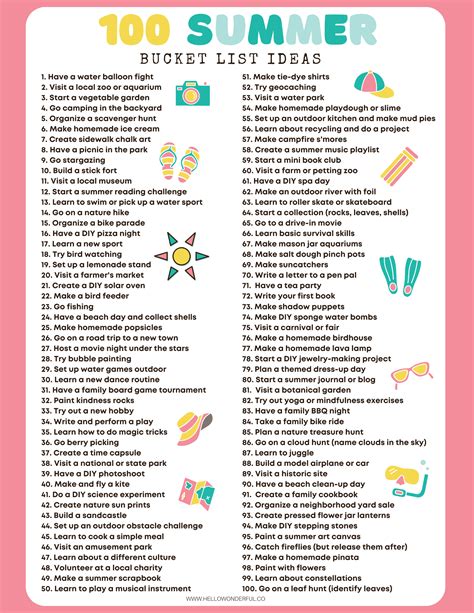 Printable Summer Bucket List