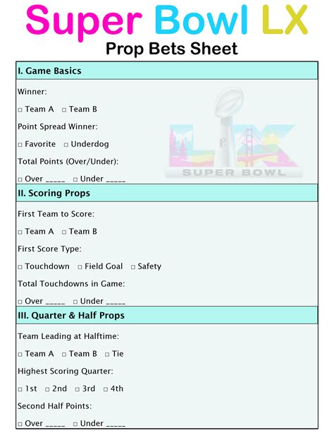 Printable Super Bowl Prop Bet
