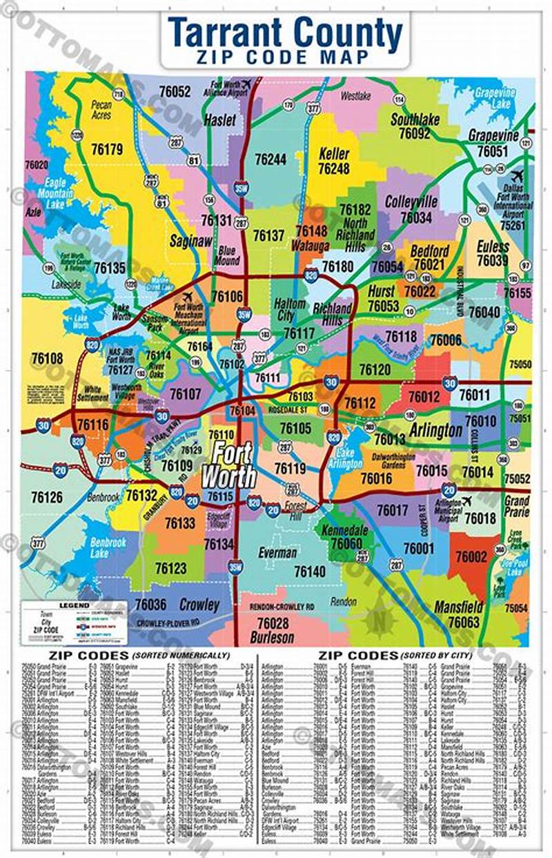 Printable Tarrant County Zip Code Map