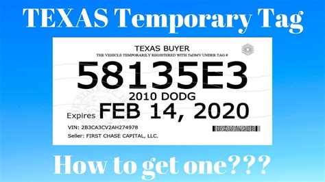 Printable Temporary New Texas Temp Tag