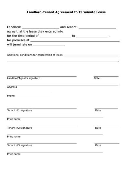 Printable Tenant Lease Agreement