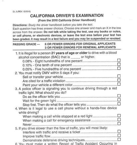Printable Texas Drivers License Practice Test