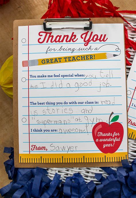 Printable Thank You Note For Teacher