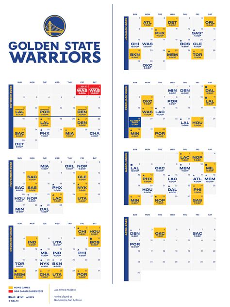 Printable Warriors Schedule