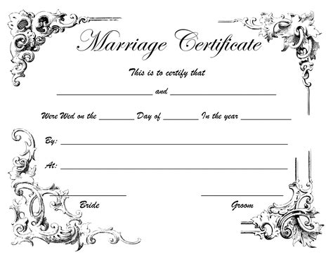 Printable Wedding Certificate