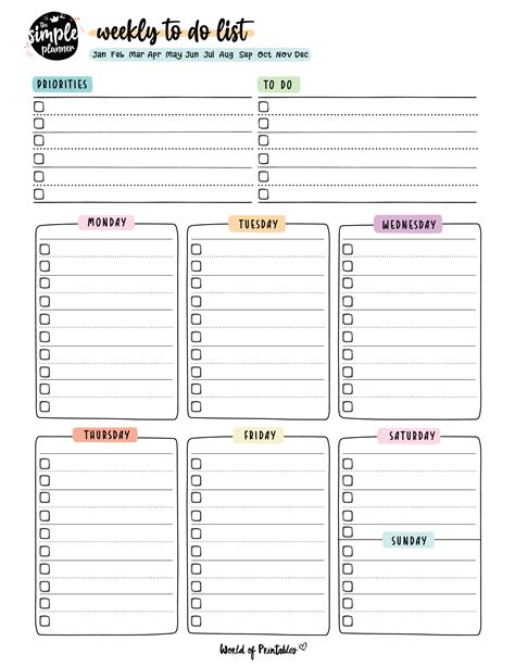 Printable Weekly To Do List