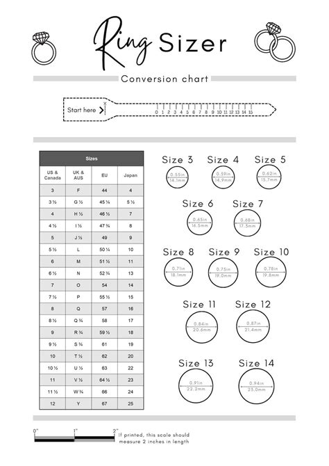 Printable Womens Ring Sizer