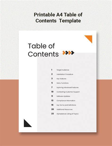 Printable Word Table Of Contents Template