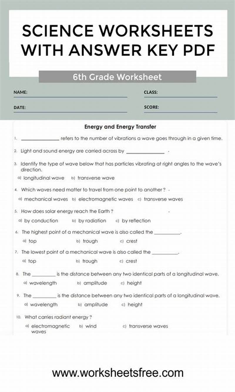 Printable Worksheets Com Science Answer Key