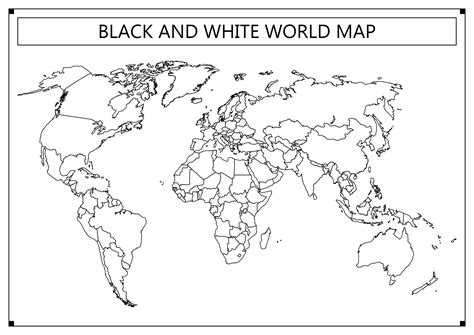 Printable World Map In Black And White