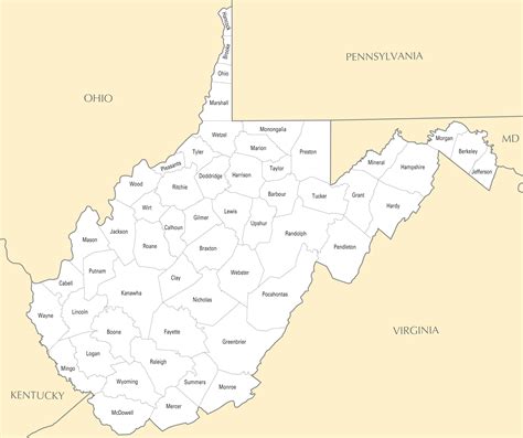 Printable Wv County Map