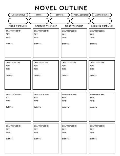 Printables To Fill-in For How To Write A Novel