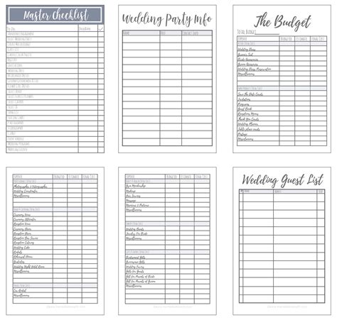 Printout Free Printable Wedding Planner Worksheets