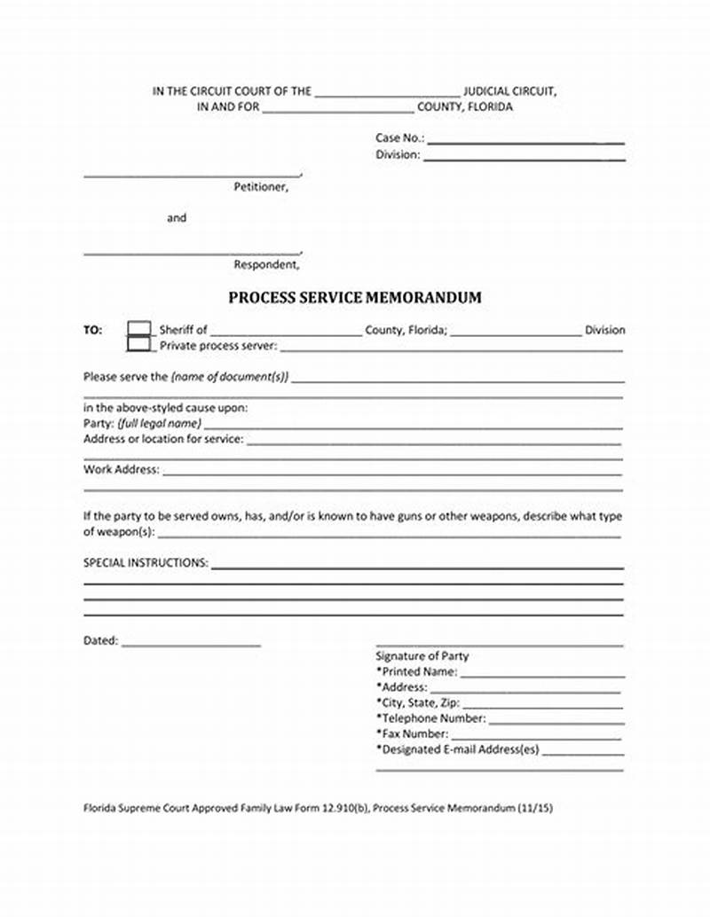 Process Service Memorandum Form 12.910 B