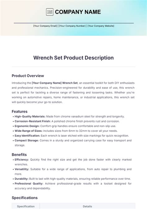 Product Description Template Free