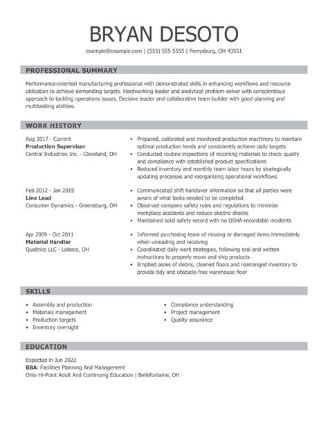 Production Resume Template
