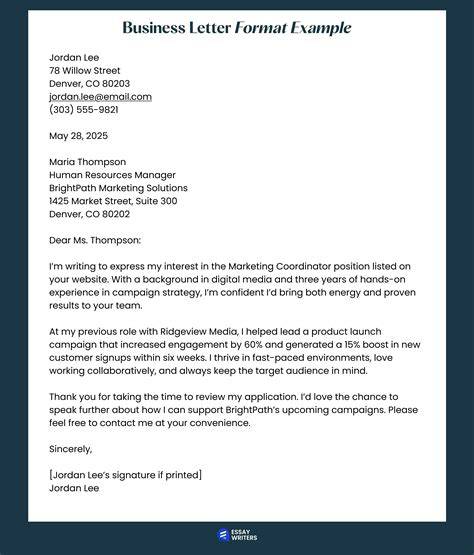 Professional Business Letter Format Template