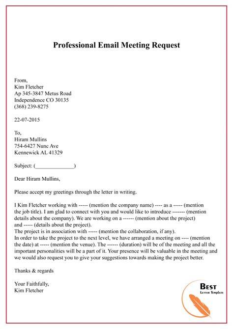 Professional Email Request Meeting Professor Template